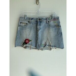 Free People Denim Embroidered Mini-flowers-butterfly-distressed-boho-29